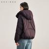 Short standing collar hooded down jacket