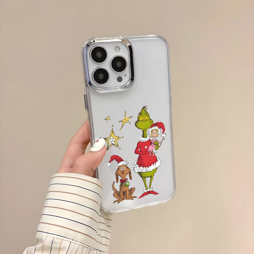 Чехол для телефона 'Классический Гринч' для IPhone 17 Air 16 E 15 14 13 12 11 Plus Pro Max Электроplated Прозрачный Мягкий Чехол