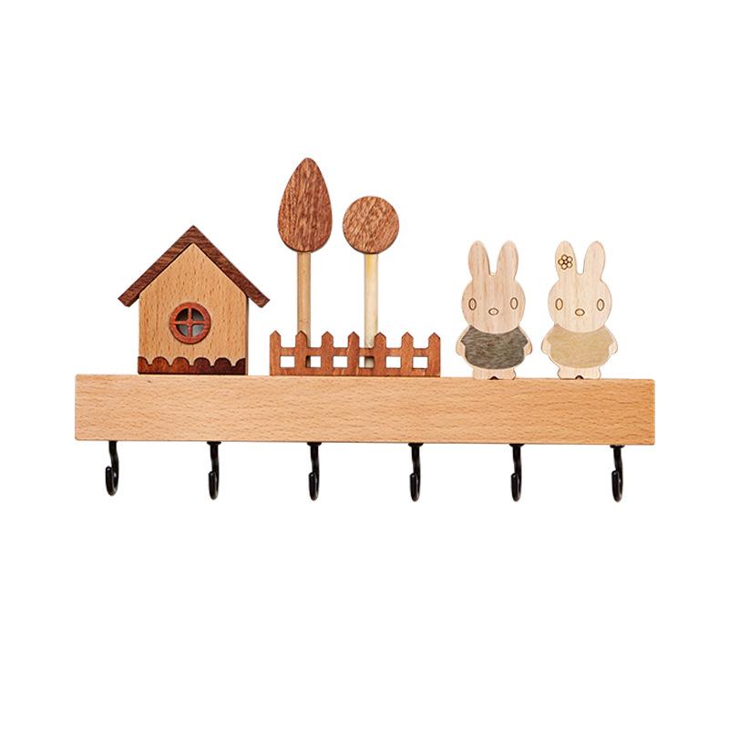 Крючок для ключей из цельного дерева, креативный настенный органайзер для ключей в прихожую без перфоратора