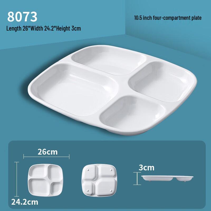PYTHONIC Melamine 6-Compartment Rectangular Fast Food Tray