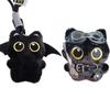 Cute Cartoon Black Cat Keychain Bag Pendant Backpack Hanging Ornaments Lovely Cat Doll With Camera Animal Car Keyring Kids Gift