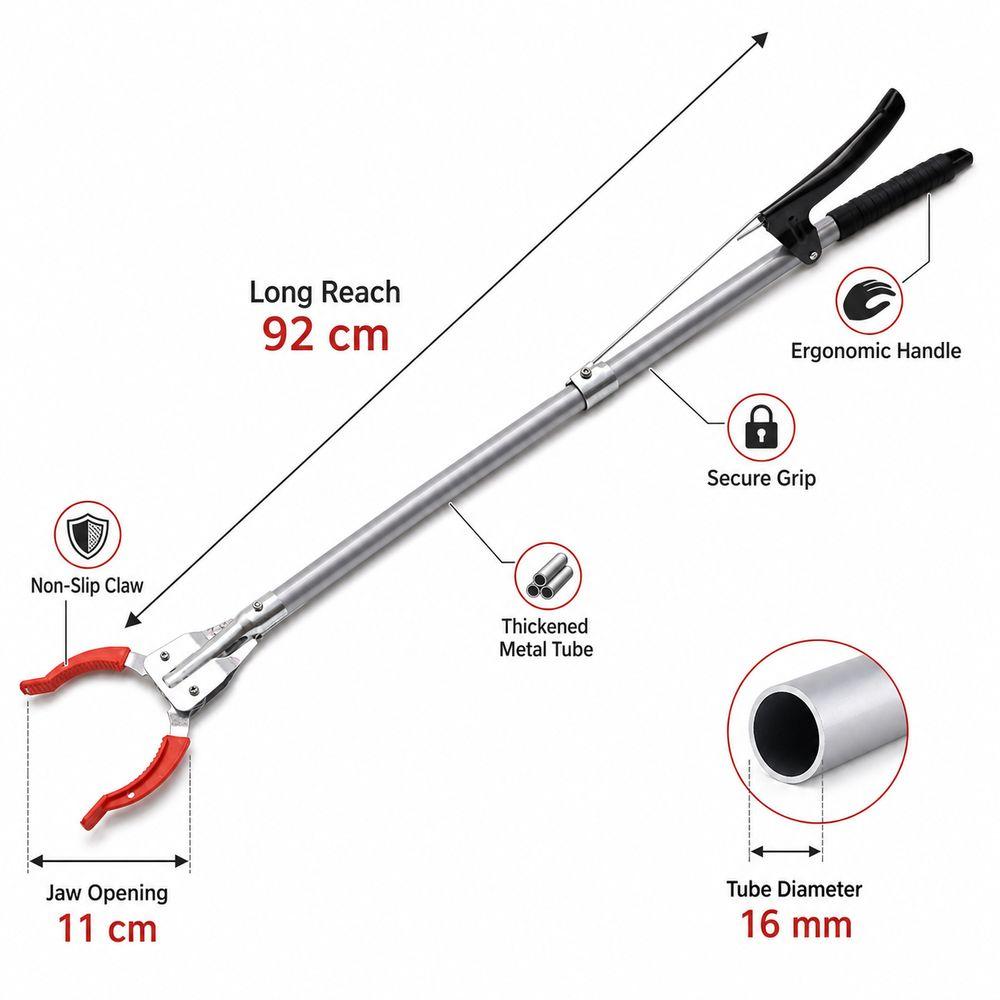 Non Slip Jaw Trash Picker Grabber Stainless Steel Garbage Pickup Claw Home Cleaning