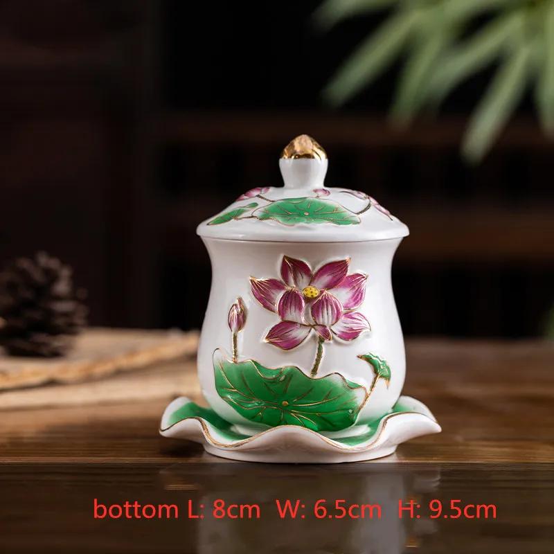 1 шт. Керамическая чаша для святой воды в китайском стиле, кружки для подношения воды в форме лотоса, кружки для воды «Великое сострадание Гуаньинь», буддийские принадлежности