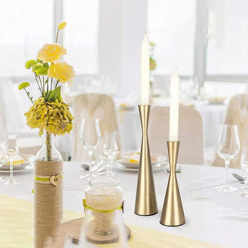 3pcs Vintage Taper Candle Holders Creative Hourglass Decorative Candlestick Holder For Dining Table