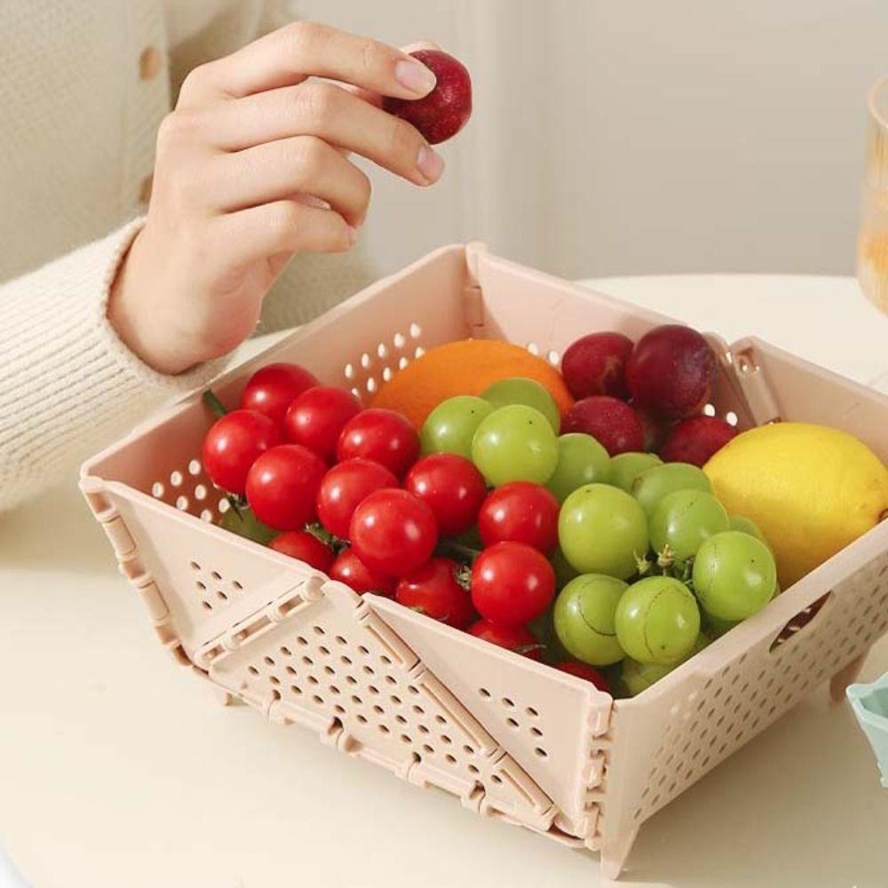 Пластиковая складная корзина для слива, складная корзина для мытья овощей большой емкости, пригодная для мытья в посудомоечной машине, экономящая место кухонная корзина