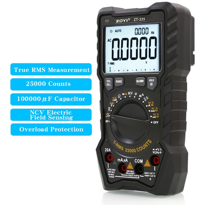ZOYI 25000 counts ZT-225 high-precision automatic range intelligent multimeter electrician anti-burn maintenance universal