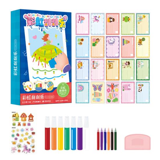 1 комплект Squeegee Art Kids Paint Kit DIY Rainbow Scratch Painting Crafts Kit Детская развивающая игрушка для рисования Scratch Art Подарок для малышей Мальчиков и Девочек
