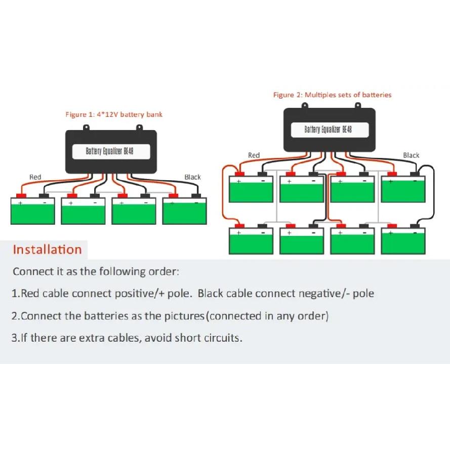 PowMr Battery Equalizer Voltage Balancer 24V 2×12V and 48V 4×12V or 8×12V or more Bank Extend Battery Life 1 Year and More