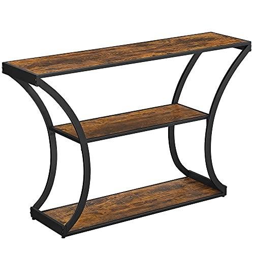 Console Table, Hallway Table, Curved Legs, Extended Top, For Living Room, Hallway, Bedroom, Vintage Brown/Black