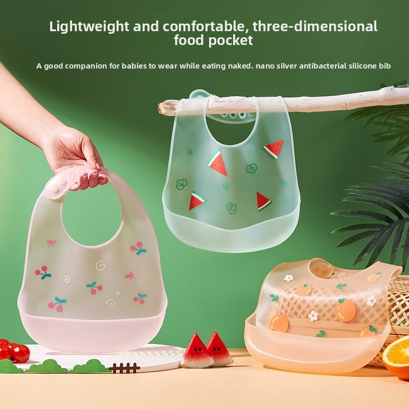 Baby Silicone Bib Waterproof Food Grade Catcher for Infants Toddlers Feeding Easy Clean Soft Adjustable