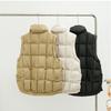 Осень и зима новый пуховик жилет женский короткий воротник стойка большой размер свободный модный белый утиный пуховик жилет