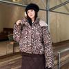Хлопковое пальто в винтажном стиле с леопардовым принтом, зимнее, последнее, нишевое, с воротником-стойкой, пальто-пуховик, хлопковый пуховик