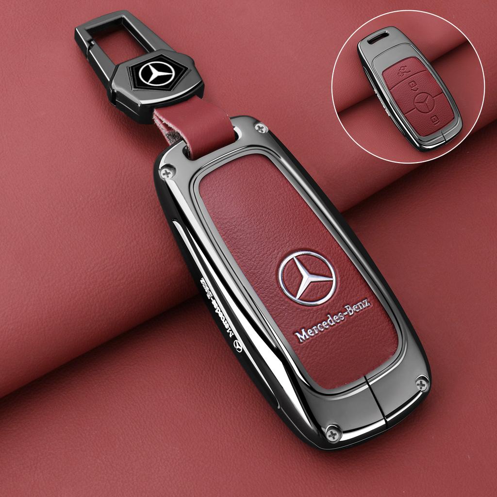 CRZ1 Car Keychain Bag Leather Key Case For Mercedes Benz A C E S G Class GLC CLE CLA GLB GLS W177 W205 W213 W222 Remote Cover Shell