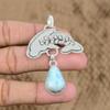 Birthday Gift For Her Natural Larimar Gemstone Pendant Fish 925 Sterling Silver