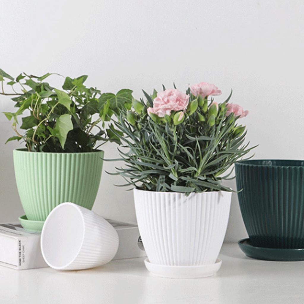 Домашние садовые горшки с поддоном для растений, цветочные горшки, многоцветные цветочные рассадные горшки с поддоном для наружного и внутреннего использования