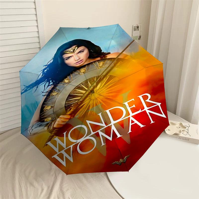 1pc Wonder Woman Automatic Open/Close Umbrella Compact Folding Umbrella with 8-Rib Shaft lightweight esign, for Women/Men1169A