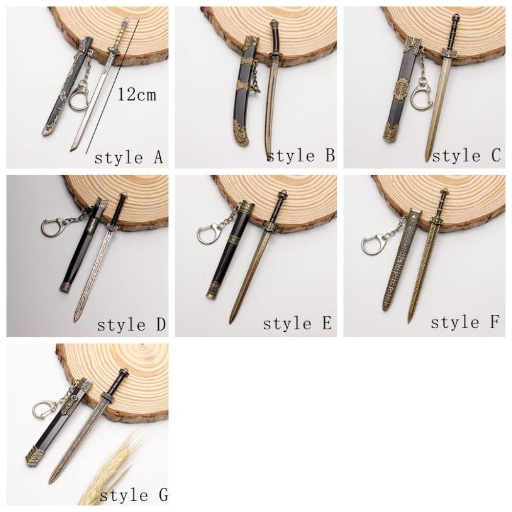 Zinc Zinc Zinc Alloy Mini Sword KeyChain Ancient Scabbard Key Ring Toy Weapon Key Chain Home