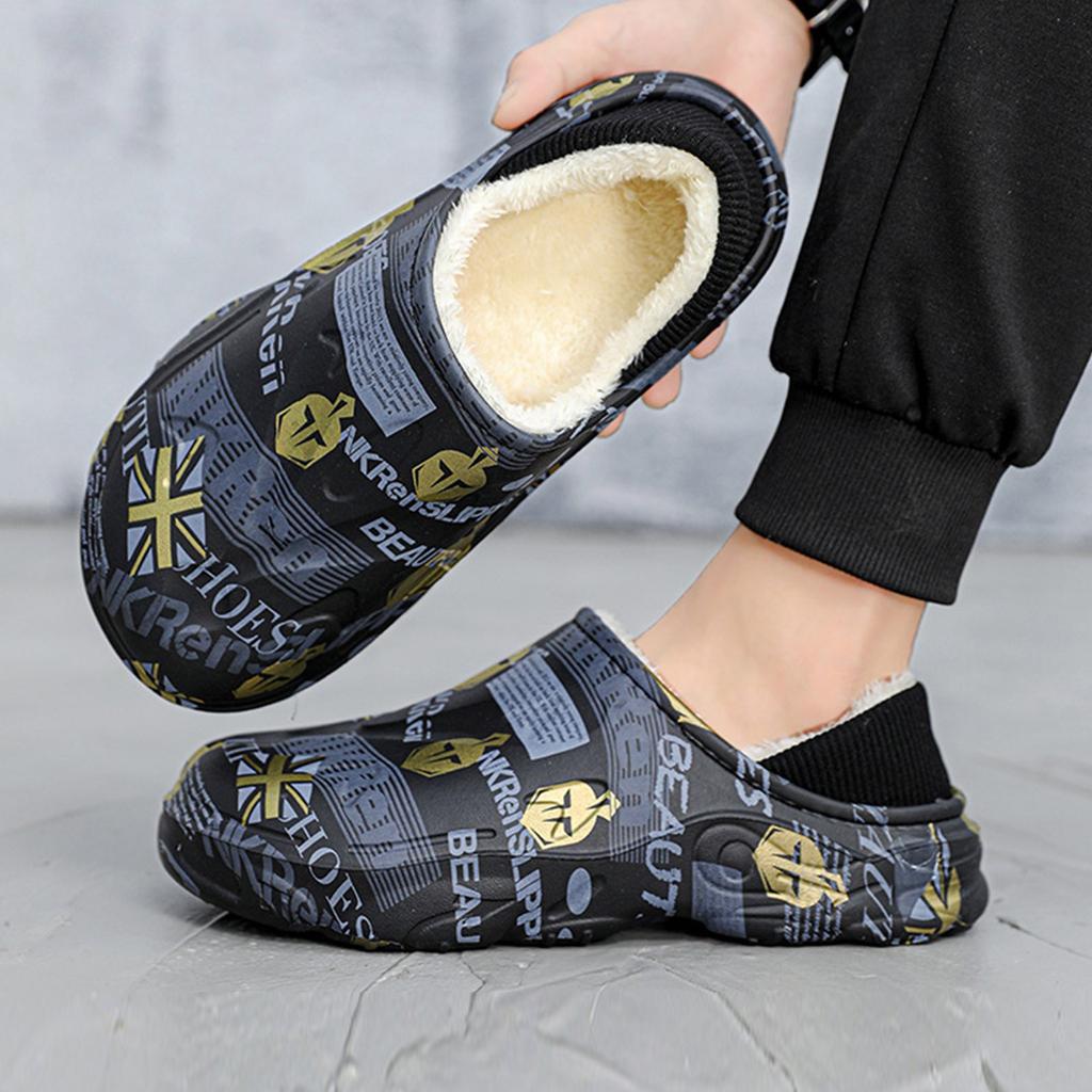 Мужские зимние домашние теплые модные хлопковые тапочки