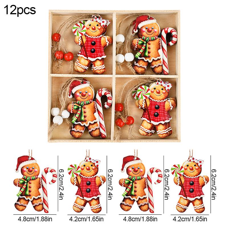 Wooden Christmas Ornaments Gingerbread Man Gnome Tree Hanging Decorations Festive Home Holiday Gift
