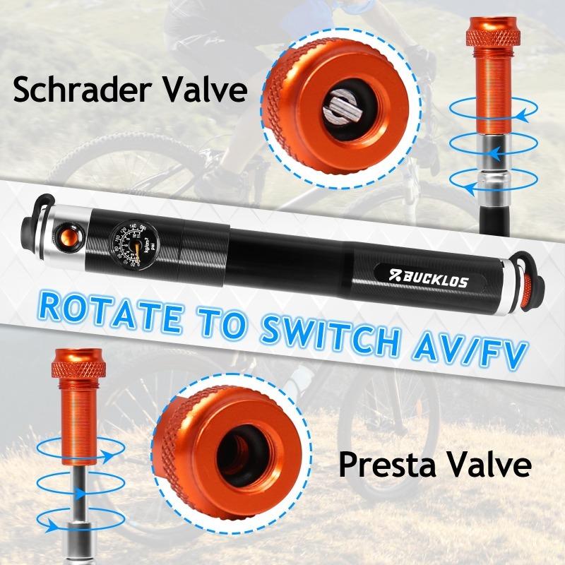 BUCKLOS Mini Bike Portable Pump 160PSI Lightweight Aluminum Alloy Bicycle Hand Air Pump AV/FV MTB Road Cycling Pump Bike Part
