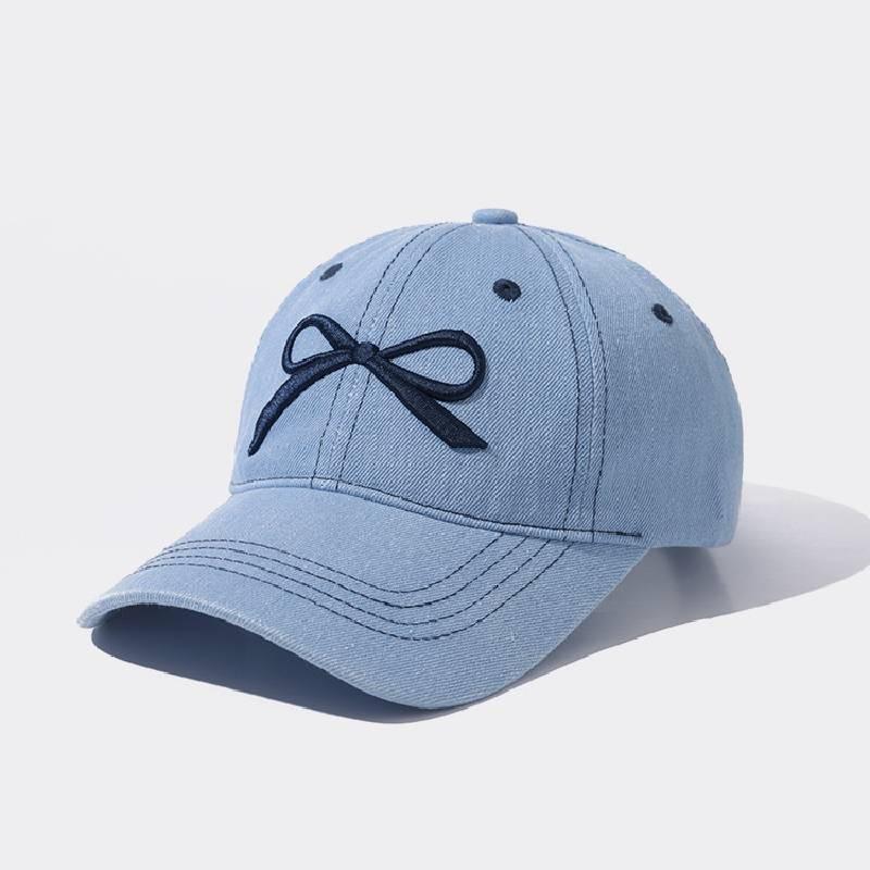 Trendy Womens Denim Baseball Hat With Feminine Bow For A Fresh Summer Fashion Statement