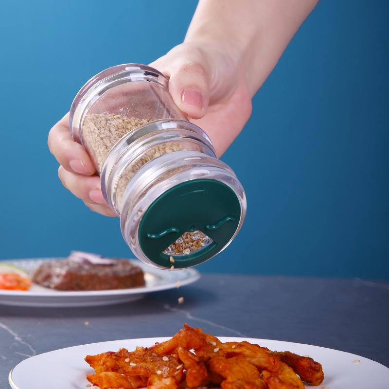 Прозрачная пластиковая банка для специй, кухонная бутылка для приправ, вращающаяся пористая емкость для соли, шейкер для перца и барбекю, инструменты для хранения приправ