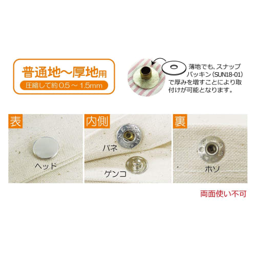 KIYOHARA Sankokko Spring Hooks, 6 pairs, diameter 15mm, black nickel, with nailing tool SUN18-32
