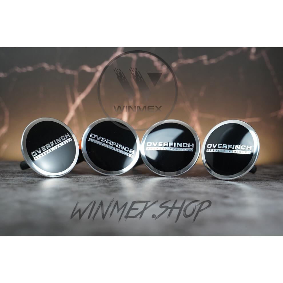 Set of 4 Black Range Rover Overfinch alloy wheel caps 63mm