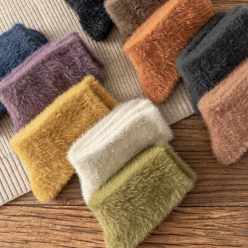 Женские осенние и зимние теплые носки из норкового флиса, плюшевые носки для сна, чулочно-носочные изделия до середины икры