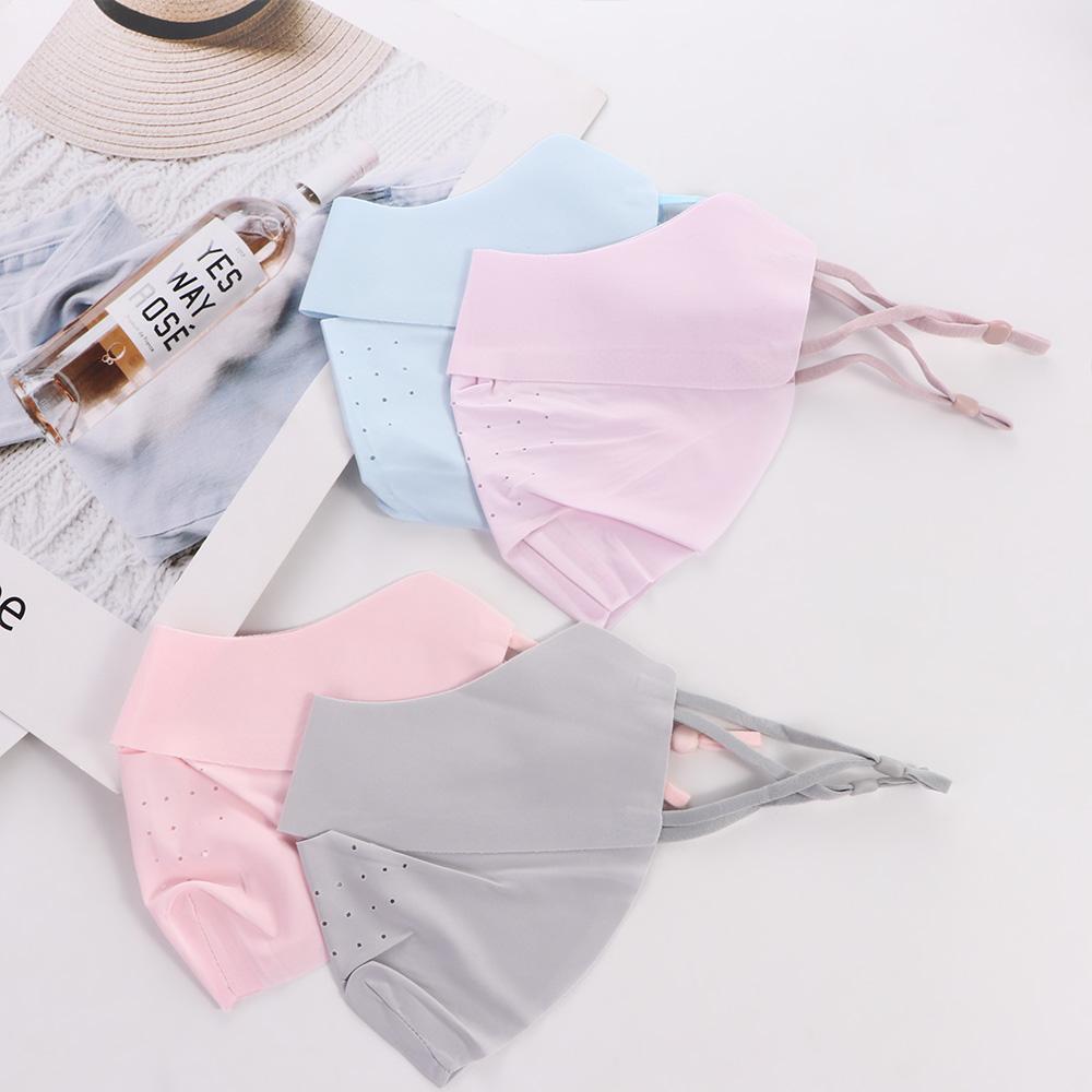 For Women For Girl Solid Color Hiking Outdoor Face Scarf Face Cover Ice Silk Mask Sunscreen Mask