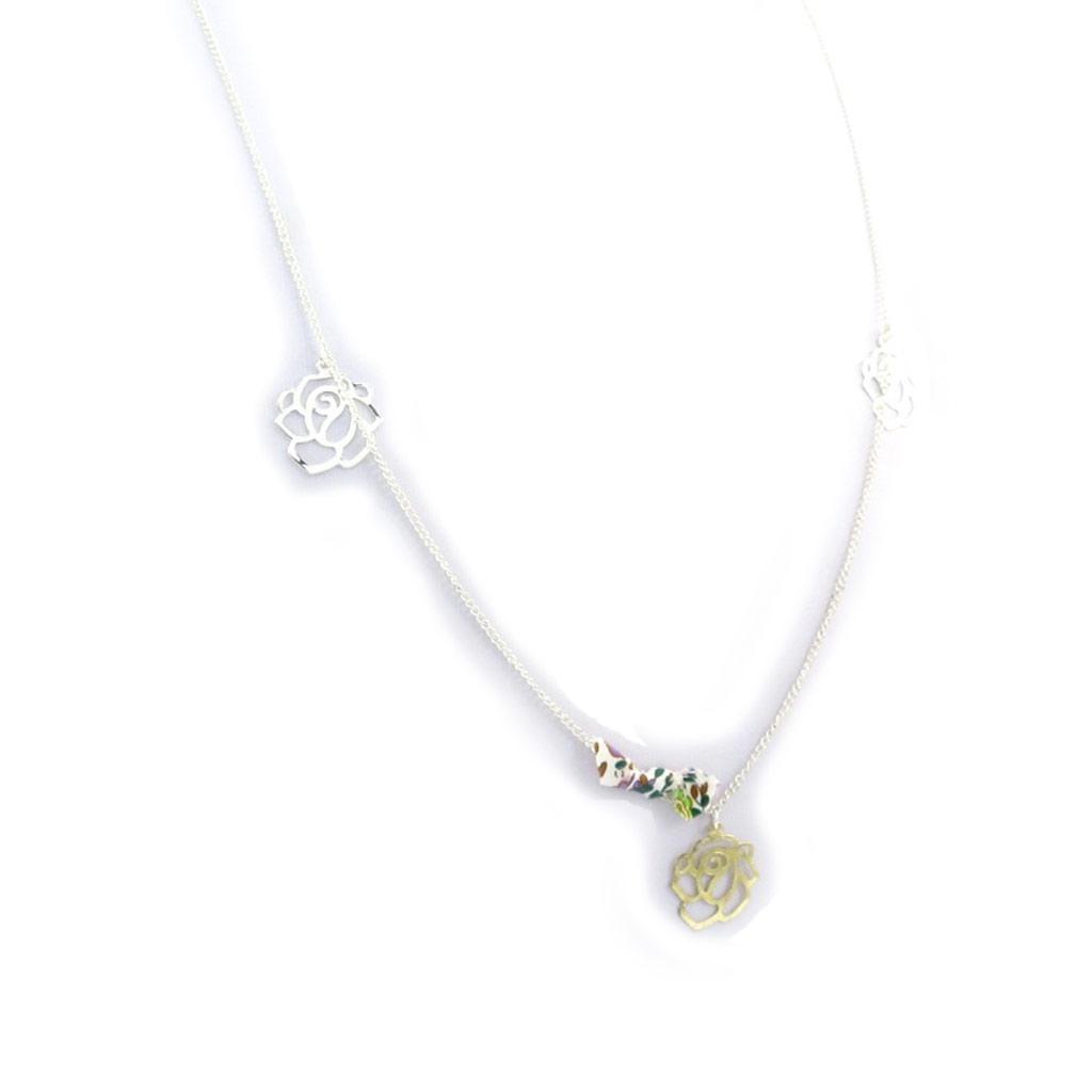 Les Trésors De Lily [K0978] - Дизайнерское колье 'Rosa Romantica' золото серебро