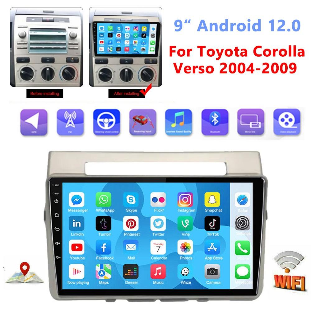 9" Android Car Radio for Toyota Corolla Verso 2004-2009 Multimedia Player 2Din Carplay Video Stereo Headunit Audio Wifi