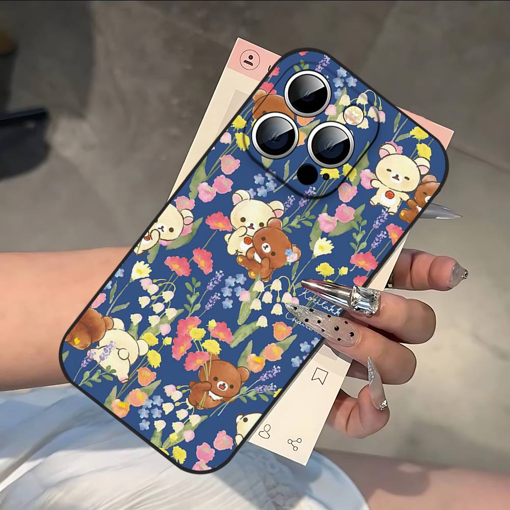 Милый Rilakkuma S-W Чехол для телефона для iPhone 17 16 15 14 13 12 11 PRO MAX PLUS Mini ТПУ Мягкий Приятный для кожи Чехол