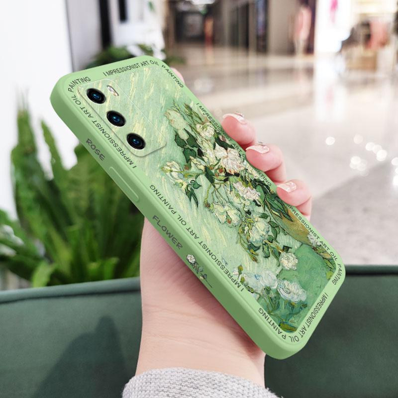 Oil Painting Rose Phone Case For Huawei P40 P50 P30 P20 Pro Lite Nova 5t Y7A Mate 50 50E 40 30 20 Pro Lite Cover