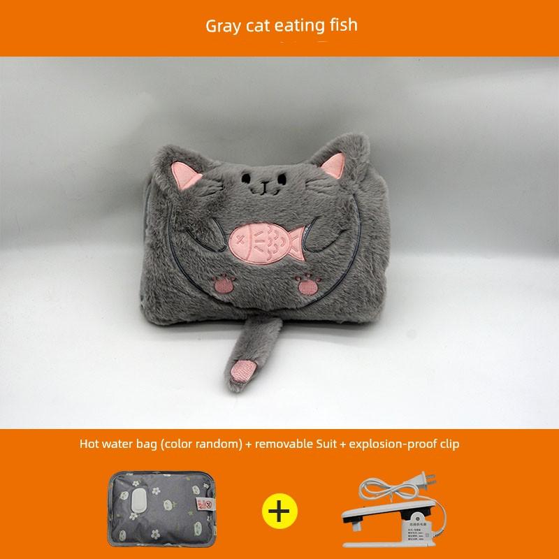 Miloqi Hot Water Bag Hand Warmer Rechargeable Electric Heating Bag Safe and Explosion Protective Imitation Rabbit Fur Cartoon Water Injection Hot