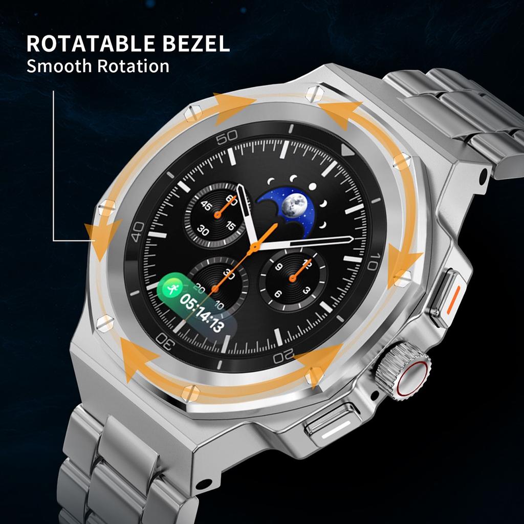 Металлическая рамка Мод-комплект Корпус для Samsung Galaxy Watch 8 40 мм 44 мм Стальной и резиновый ремешок Чехол для Galaxy Watch 8 Classic 46 мм Комплект для переделки
