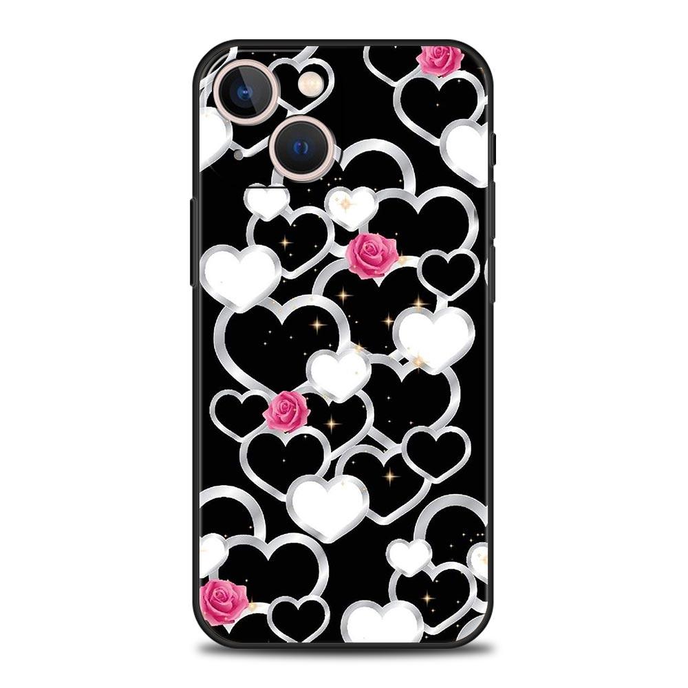 Чехол для телефона Золотая Роза Сердце Любви Для iPhone 17 16 15 Pro Max 11 12 13 14 7 8 Plus SE 2020 X XR XS Чехол Мягкий Черный