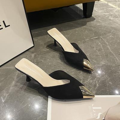 Модная обувь с закрытым носком, на тонком каблуке, мюли для женщин 2025, шлепанцы, балетки, туфли-лодочки с острым носком на высоком каблуке, туфли с закрытым носком на плоской подошве, женские