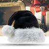 Santa Hat Plush Eye-catching Widely Use Black Soft Xmas Santa Cap for Home