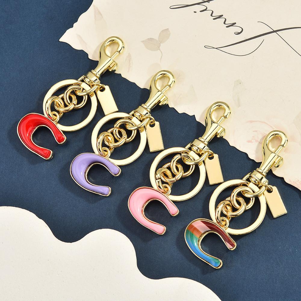 Rainbow C Letter Keychain Metallic Bag Charm For Cute Style Accessories