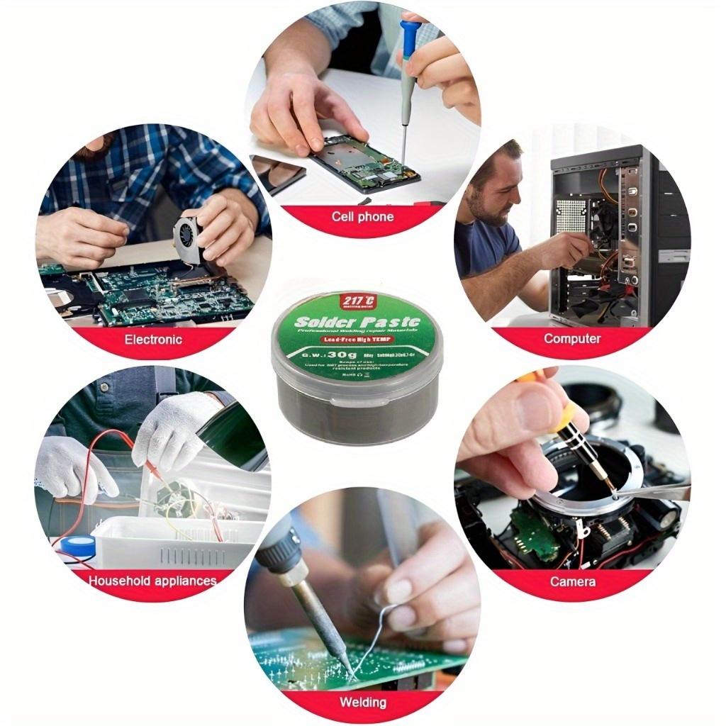 Высокотемпературная паяльная паста 217°C (Sn99%Ag0.3%Cu0.7%), паяльная паста для электроники, используется для ремонта ИС/печатных плат/BGA/SMD с температурой плавления 217°C, не требует отмывки
