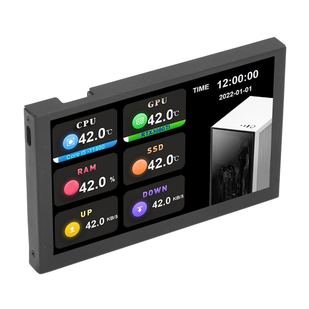 IPS USB Mini Screen 5 дюймов 800x480 Разрешение Type C Дополнительный экран ПК Данные Монитор для AIDA64 Черный