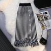 Женская элегантная повседневная уличная офисная женская юбка с высокой талией, осенне-весенняя винтажная вязаная юбка с узором «гусиные лапки» в стиле ретро
