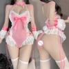 Pink Sexy Bunny Girl Cosplay Women Costume Japanese Lolita Anime Cute Open Crotch Bodysuit Uniform Roleplay Kawaii Lingerie