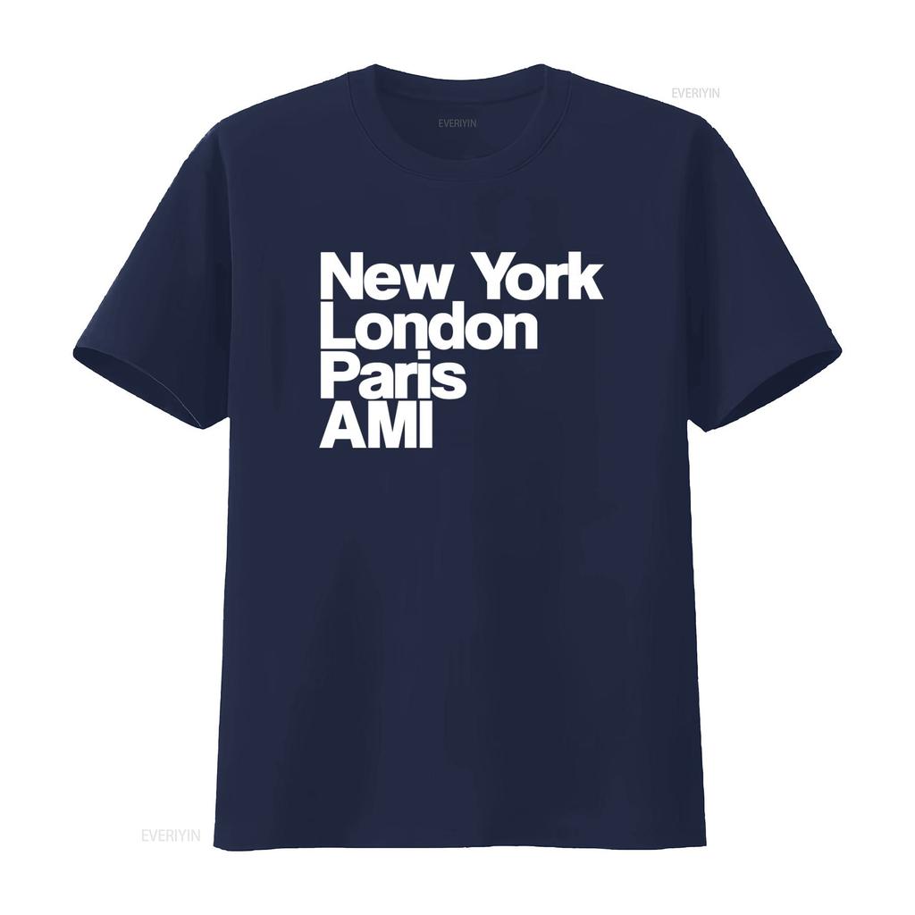 NY Lon Paris AMI GA Модный Город Название Принт Футболка для Мужчин и Женщин винтажная Стиранная Мягкая Эластичная уличная Модная homme