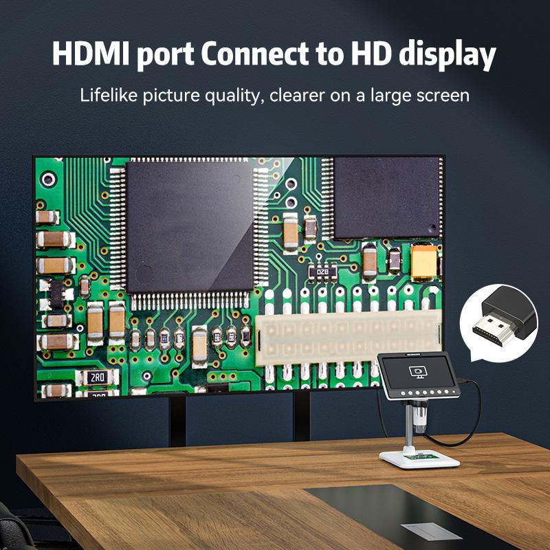 7,0-дюймовый цифровой микроскоп HDMI с увеличением 1200x, 5-мегапиксельная HD-камера USB, профессиональный электронный микроскоп для ремонта с 8 светодиодами