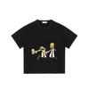 Oversized T Shirt Black Homer Simpson and Moe Drinking Beer Cartoon Print Casual Streetwear for Men and Women