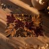 Thanksgiving Home Kitchen Decor Maple Leaf Embroidered Placemat, Autumn Coaster Place Mat, Hollow Design Coffee Table Mats Mat for Fall Farmhouse