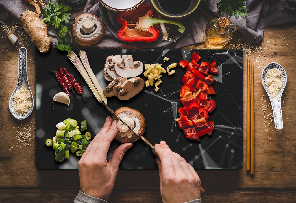 GLASS CUTTING BOARD 52x30 BLACK