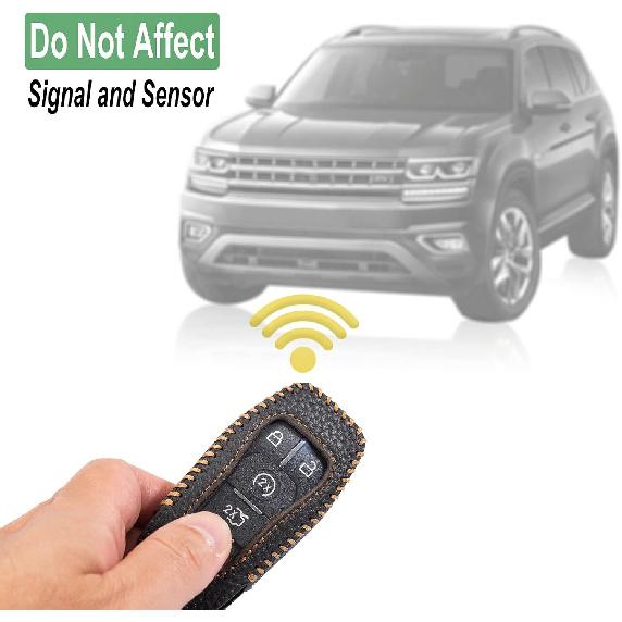 for Ford Key Fob Cover Keychain Leather Car Smart Key Case Protector Holder Compatible with Explorer Mustang Fusion F150 Edge Lincoln MKZ MKC
